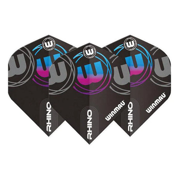Winmau Rhino Standard Extra Thick Black, Grey & Blue & Pink Flights-1-Premier Darts