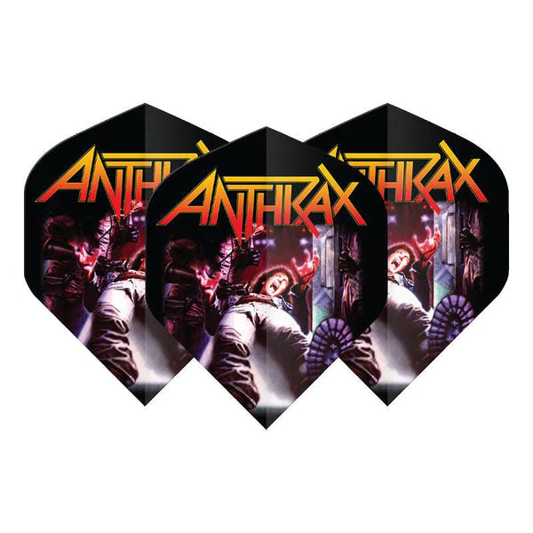 Winmau Rock Band Extra Thick Standard Anthrax Logo Black & Orange Flights-1-Premier Darts