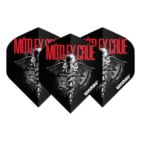 Winmau Rock Band Extra Thick Standard Motley Crue Feelgood Black & Red Flights-1-Premier Darts