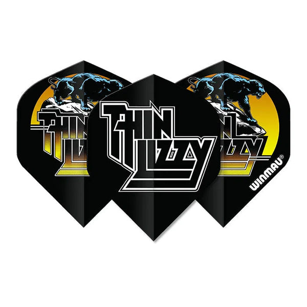 Winmau Rock Band Extra Thick Standard Thin Lizzy Black Flights-1-Premier Darts