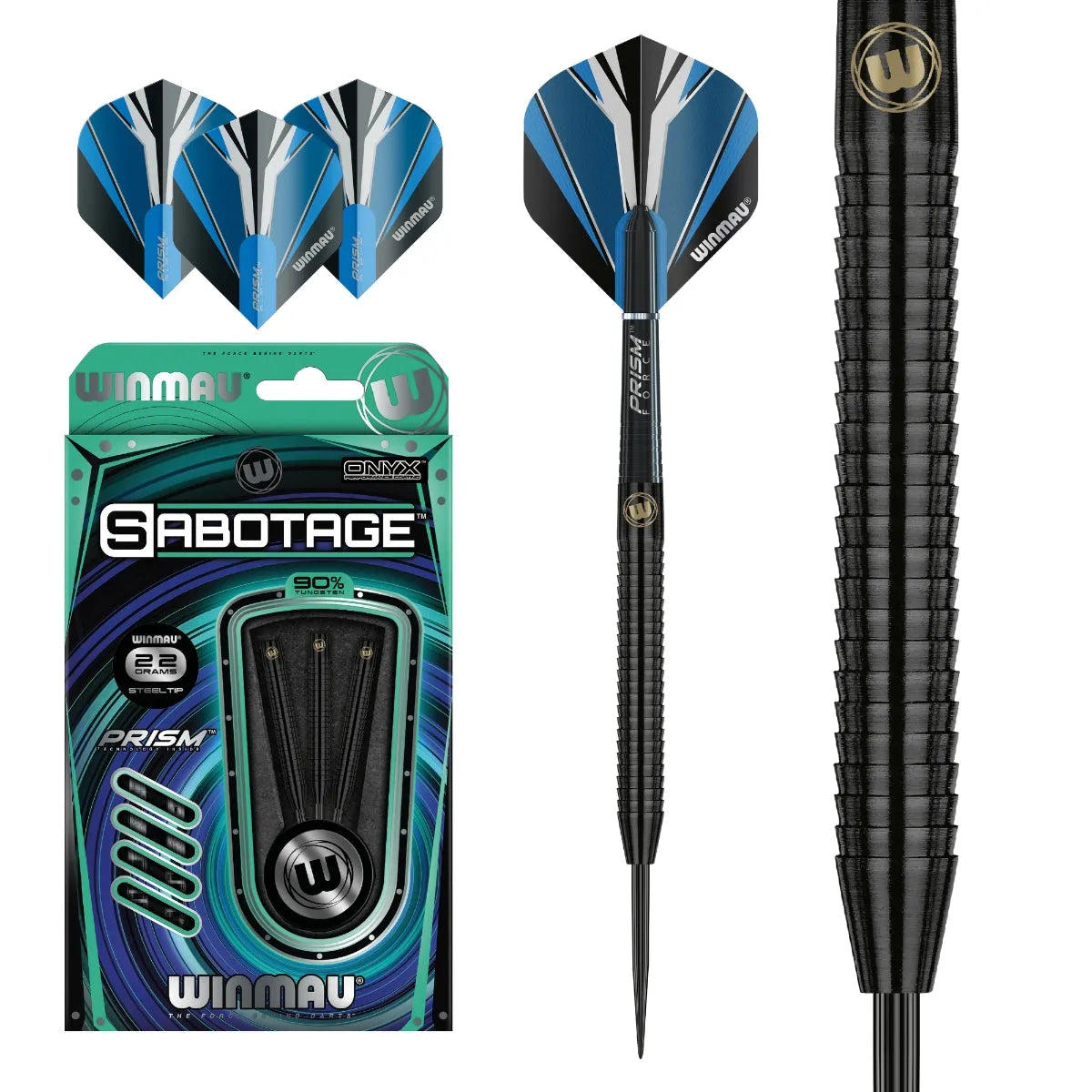 Winmau Sabotage Onyx 90% Tungsten Steel Tip Darts