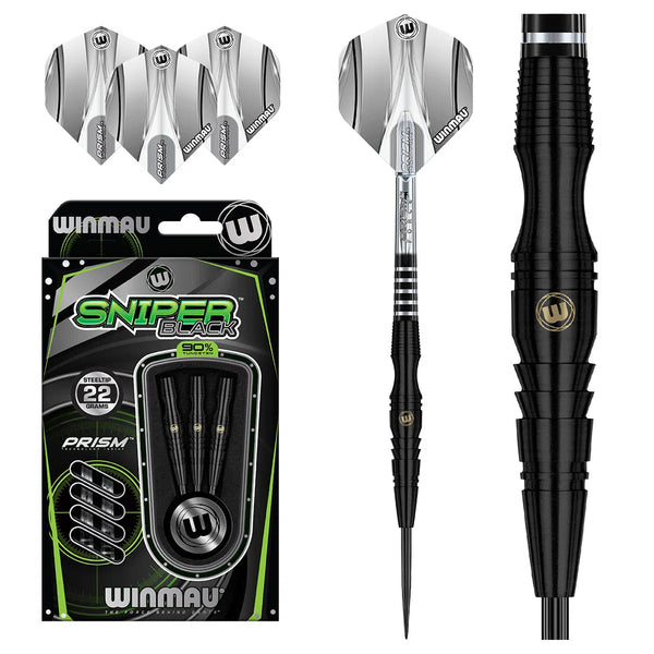 Winmau Sniper Black 90% Tungsten Steel Tip Darts-1-22 GRAM-Premier Darts