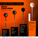 Winmau Gian van Veen W-Max SP 90% Tungsten Steel Tip Darts-12-22 GRAM-Premier Darts