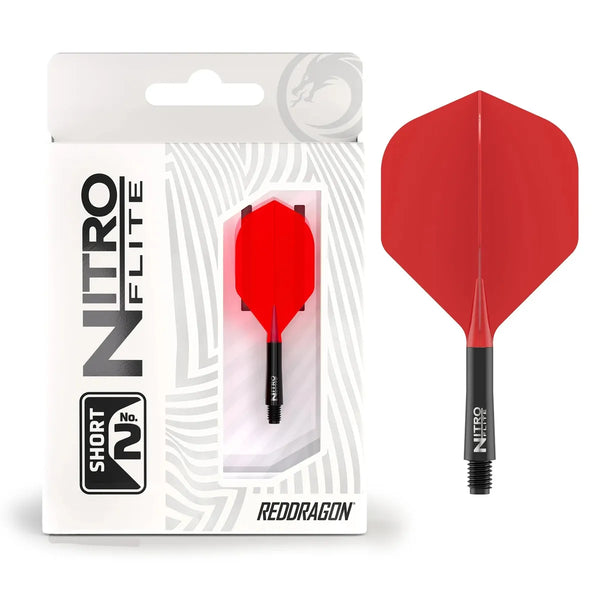 Red Dragon Nitro Flite - Integrated Flight and Shaft-30-Black Red-Short-Premier Darts