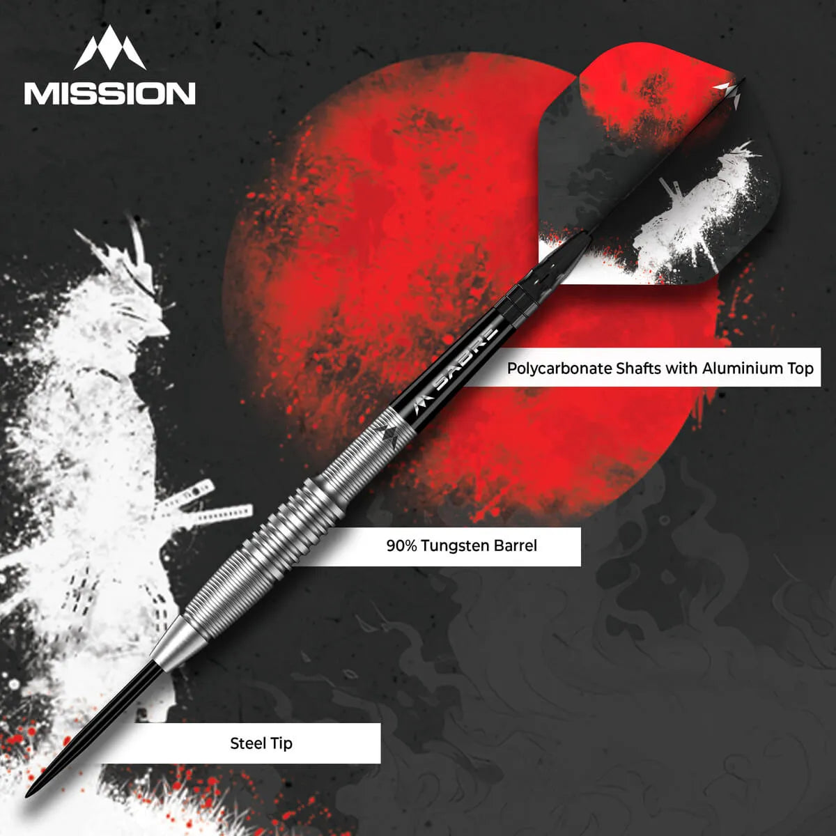 Mission Yari 90% Tungsten Steel Tip Darts-4-22 GRAM-Premier Darts