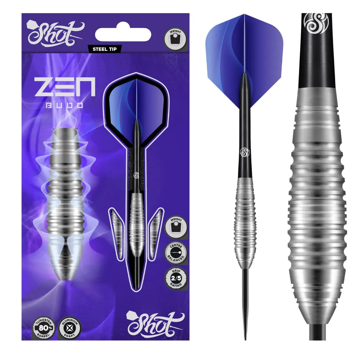 Shot Zen Series Budo 80% Tungsten Steel Tip Darts-1-23 GRAM-Premier Darts