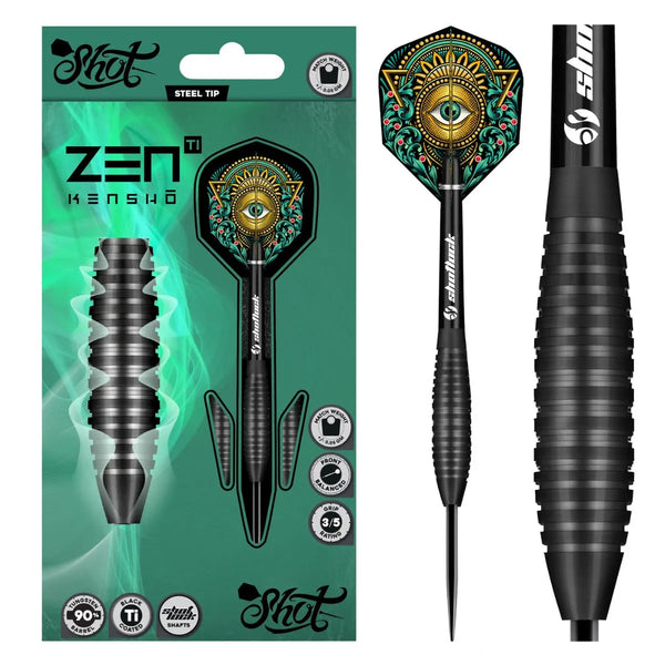 Shot Zen Series Kensho 90% Tungsten Steel Tip Darts-1-22 GRAM-Premier Darts
