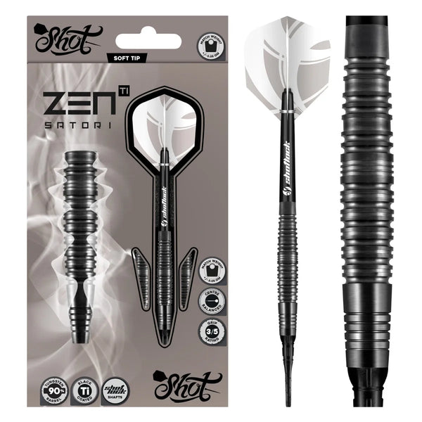 Shot Zen Series Satori 90% Tungsten Soft Tip Darts-1-18 GRAM-Premier Darts