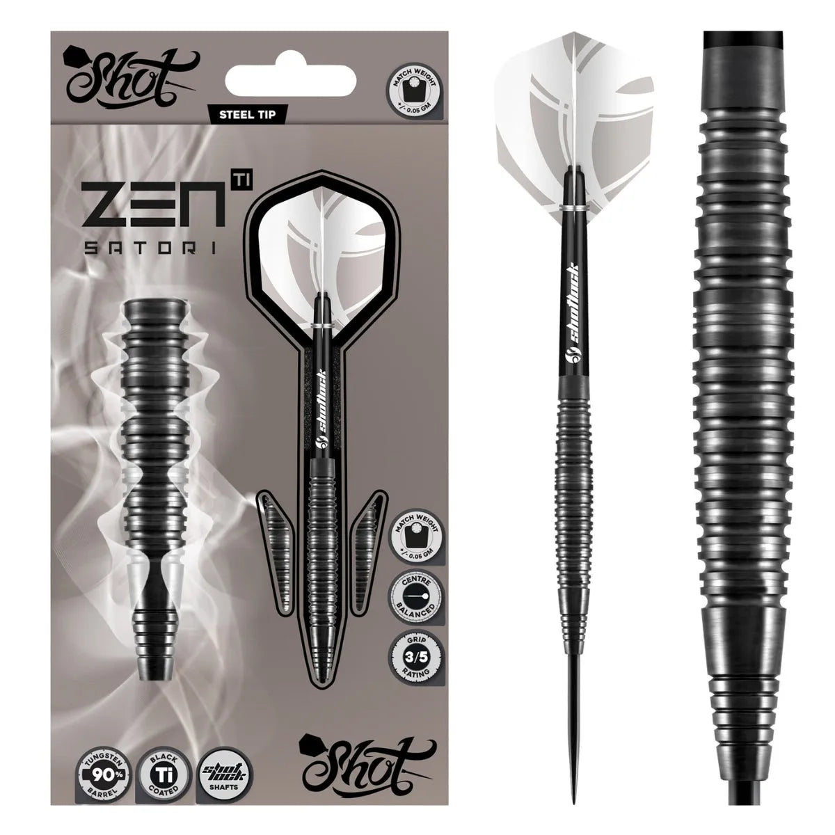 Shot Zen Series Satori 90% Tungsten Steel Tip Darts – Premier Darts