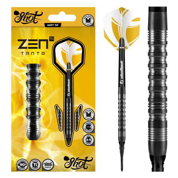 Shot Zen Series Tanto 90% Tungsten Soft Tip Darts-1-18 GRAM-Premier Darts