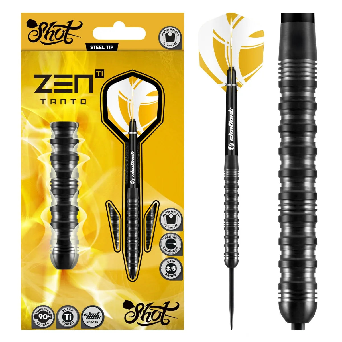 Shot Zen Series Tanto 90% Tungsten Steel Tip Darts-1-23 GRAM-Premier Darts