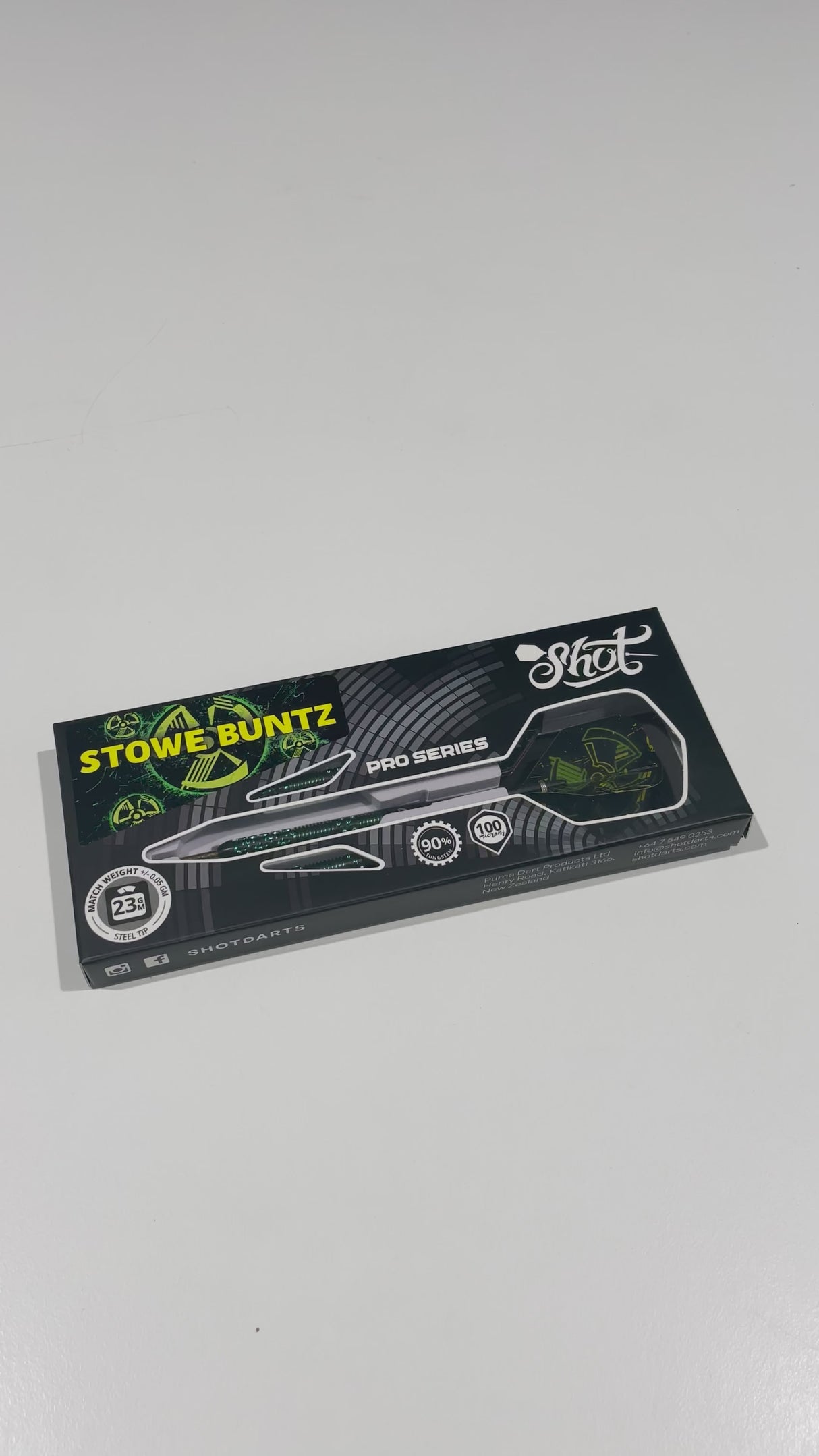 Shot Pro Series Stowe Buntz 2.0 Black 90% Tungsten Steel Tip Darts